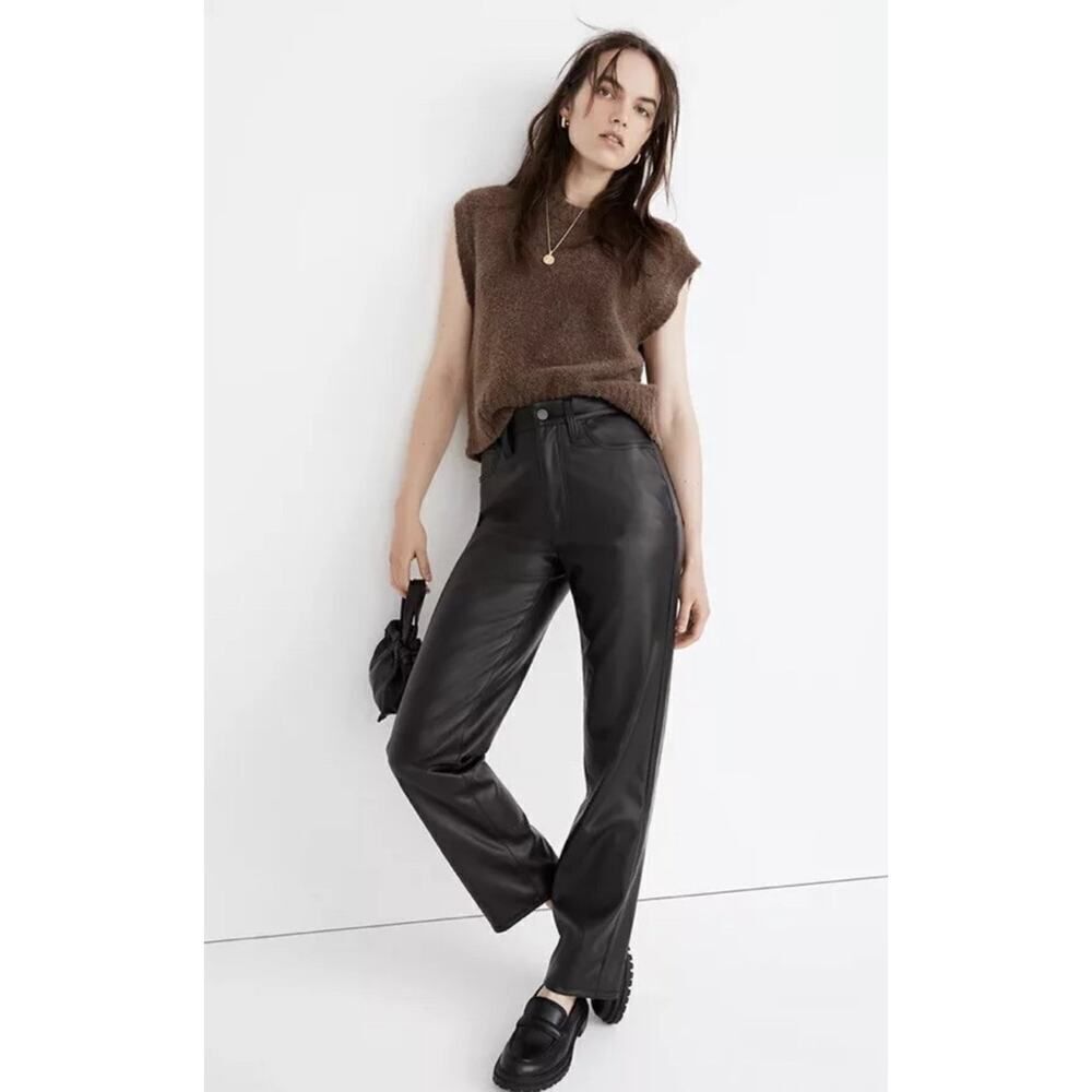 Madewell The Perfect Vintage Straight Jean: Faux Leather Edition NG511 SZ 26